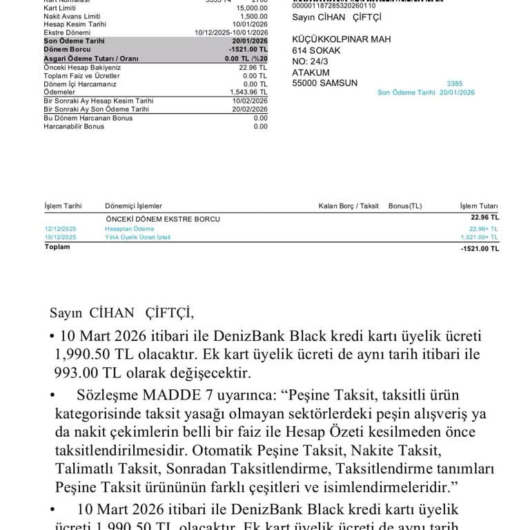 Denizbank Black Kredi Kartı Üyelik Ücreti İadesi Kullanılamıyor