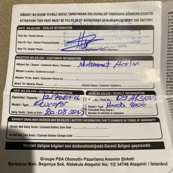 Akü Arızası Ve Garanti Kapsamında Ücretsiz Değişim İsteği