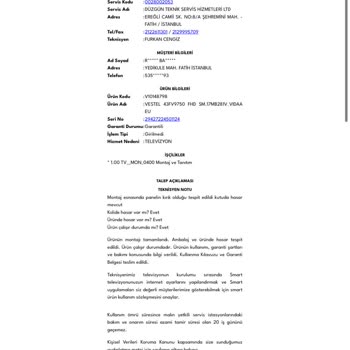 Kırık Panelli Televizyon Teslimatı, Ürün Değişimi Ve Ücret İadesi Talebi