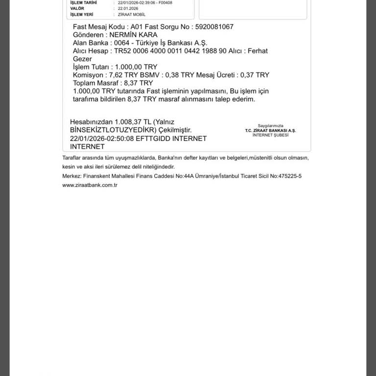 Fast Yöntemiyle Gönderdiğim 1000 TL Hesaba Yansımıyor, Canlı Destek Erişilemiyor