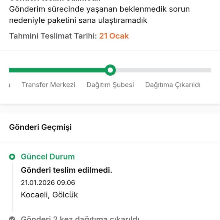Aras Kargo Gölcük Şubesinde Hediyem Üç Gün Boyunca Teslim Edilmedi