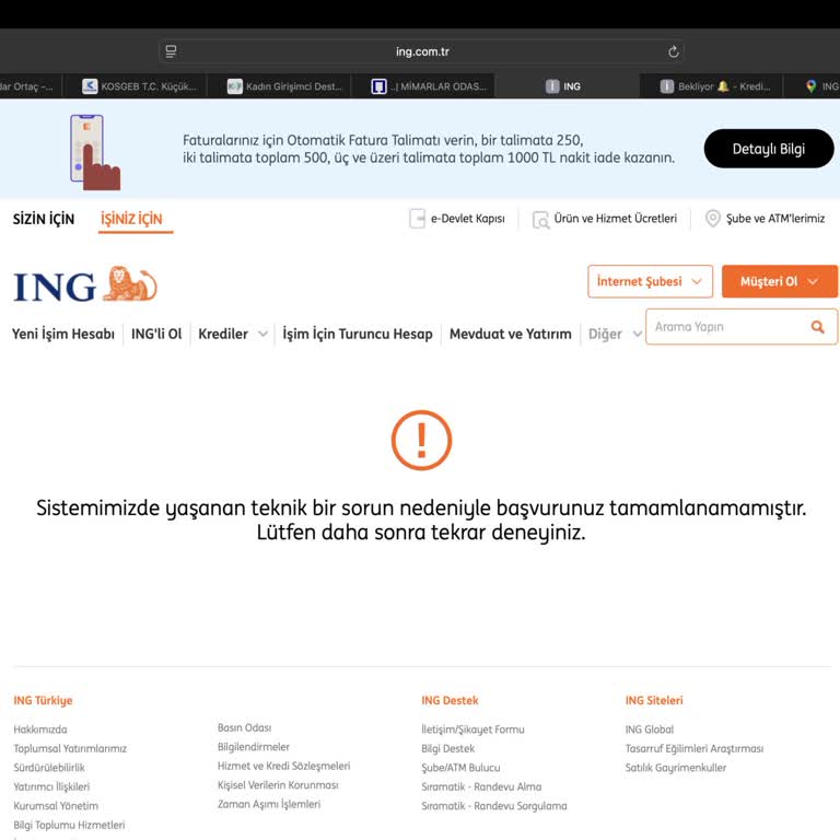 Kredi Başvurusu Sistem Hatası Ve Müşteri Temsilcisine Ulaşılamama