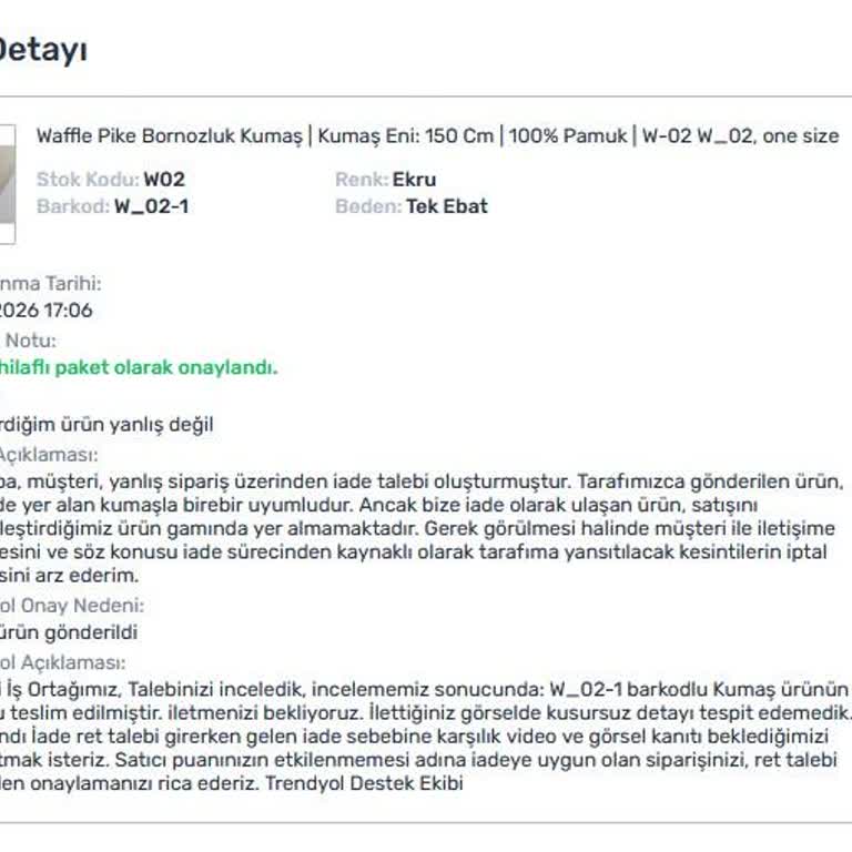 Trendyol’un Yanlış Ürün İadesi Nedeniyle Kesilen Ceza İptali Talebi