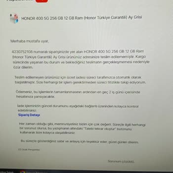 Honor Telefon Teslimatı Gecikti Ve Siparişim İptal Edildi, Mağdur Oldum