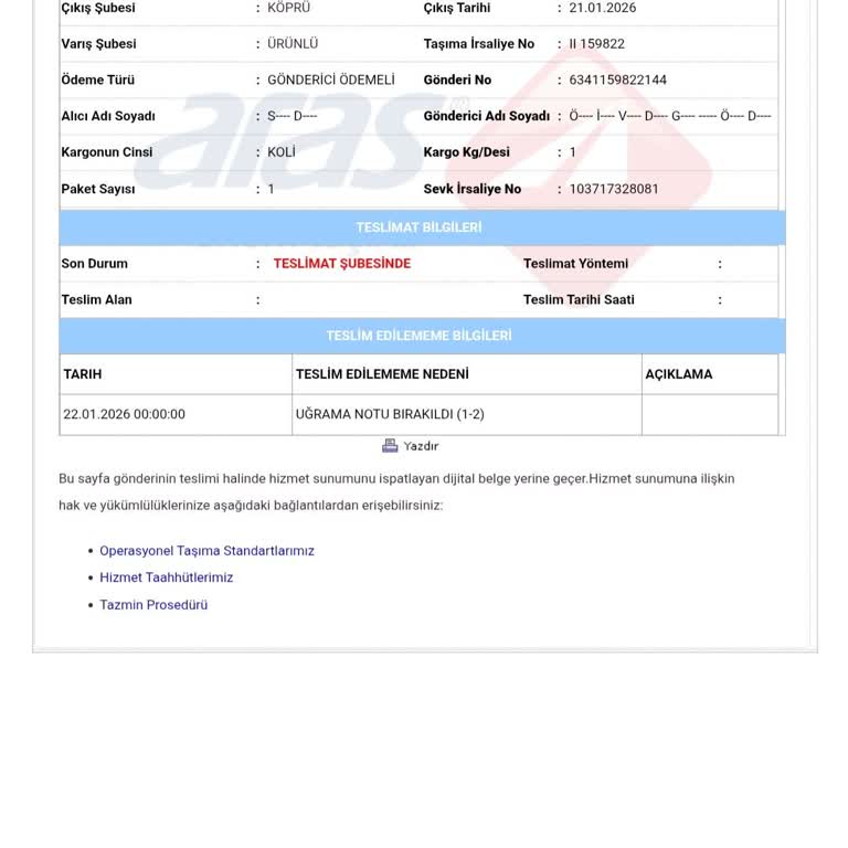 Aras Kargo’nun Yanlış Teslimat Bildirimi Ve Müşteri Hizmetlerine Ulaşılamaması