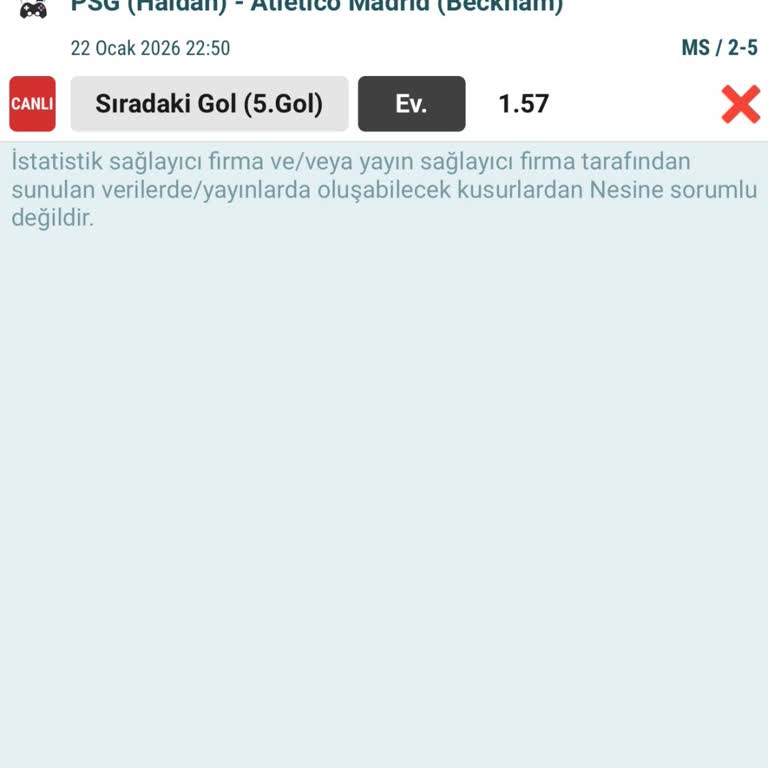 Nesine.com'da 5. Gol Bahsi Yanlış Sonuçlandırıldı, Kazancım Ödenmedi
