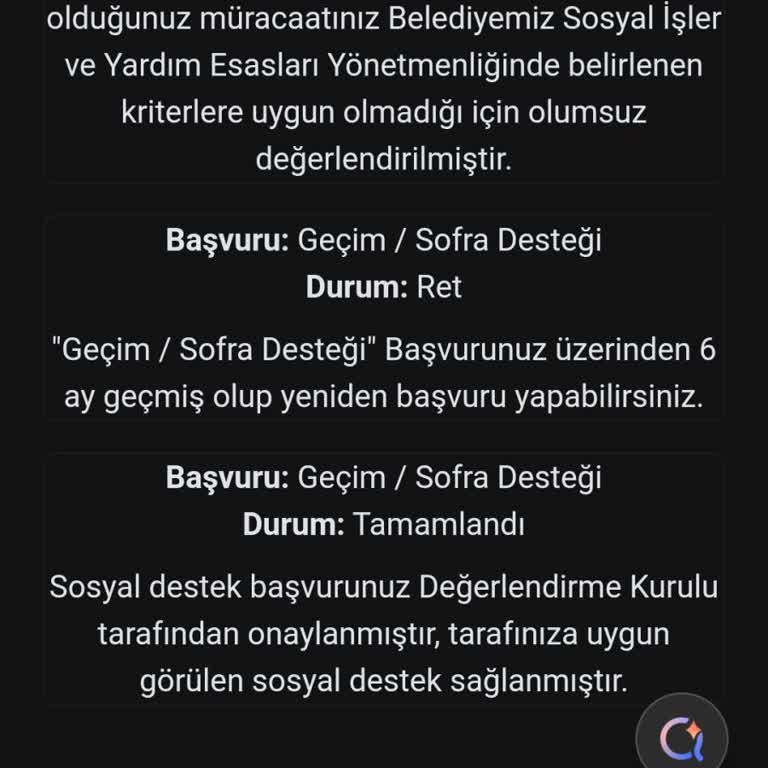 Kiracı Aile Olarak Geçim Ve Sofra Desteği Başvurularının Sürekli Red Edilmesi