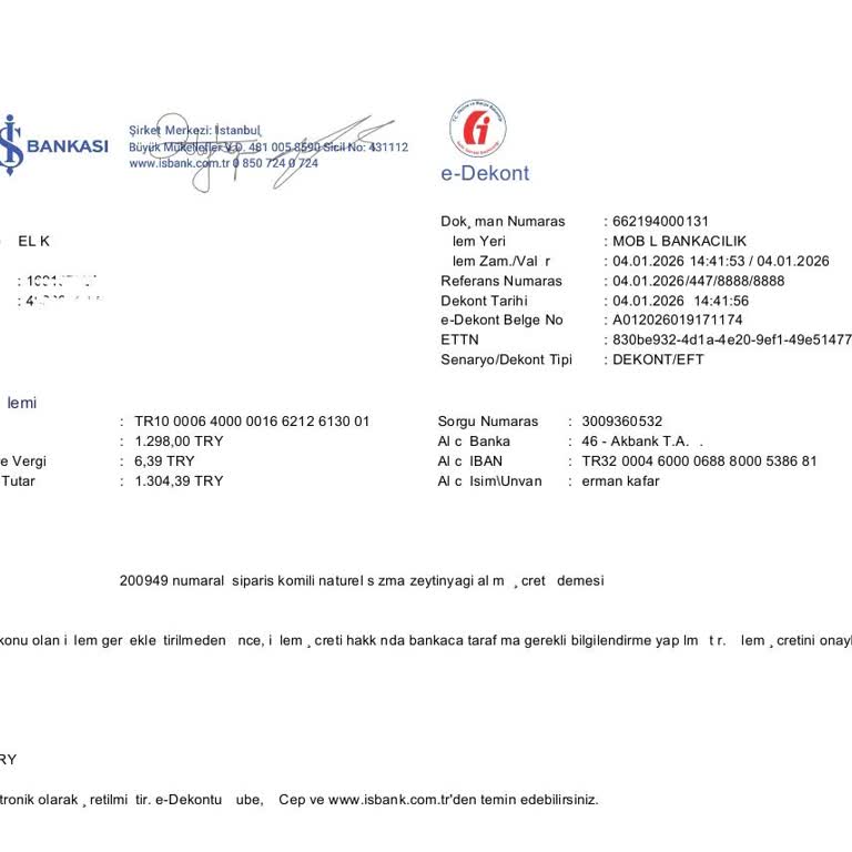 Sipariş Verdiğim Zeytinyağı Gönderilmedi Ve Ücretim İade Edilmedi