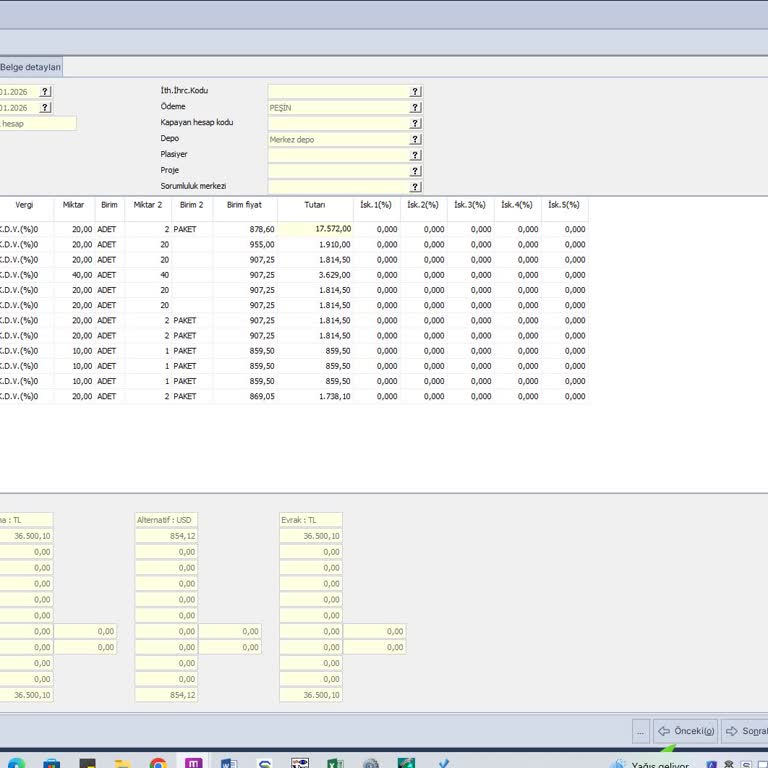 Mikro Jump Versiyon 17'de Fatura Miktar Ve Birim Fiyat Çarpım Hatası