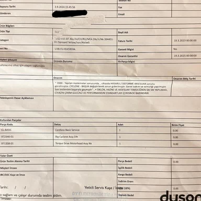 Dyson V15 Süpürge Tekrarlayan Arızalar Ve Aşırı Servis Ücreti Şikayeti