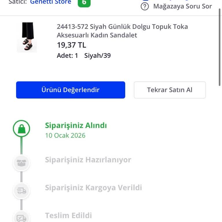Pazarama Üzerinden Genetti Store'dan Kargo Gecikmesi Ve Cevapsızlık Şikayeti
