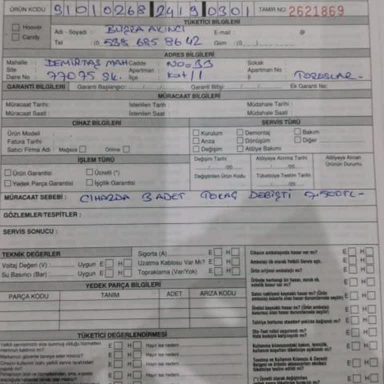 Ücretli Parça Değişimi Sonrası Tekrar Eden Arıza Ve Ücretsiz Onarım Talebi