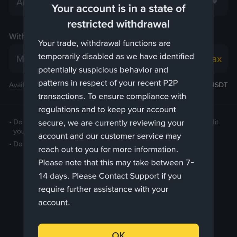 Binance Global USDT Çekim Kısıtlaması Ve 30 Günlük İnceleme Süreci