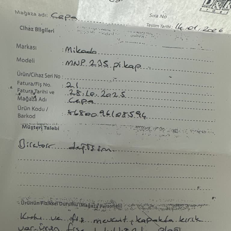 Garanti Dışı Görülen Arıza İçin Ücretsiz Değişim Talebi