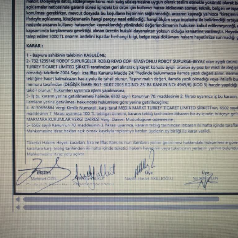 Media Markt Tüketici Hakem Heyeti Kararına Uymayarak Robot Süpürgeyi Değiştirmeyi Reddetti