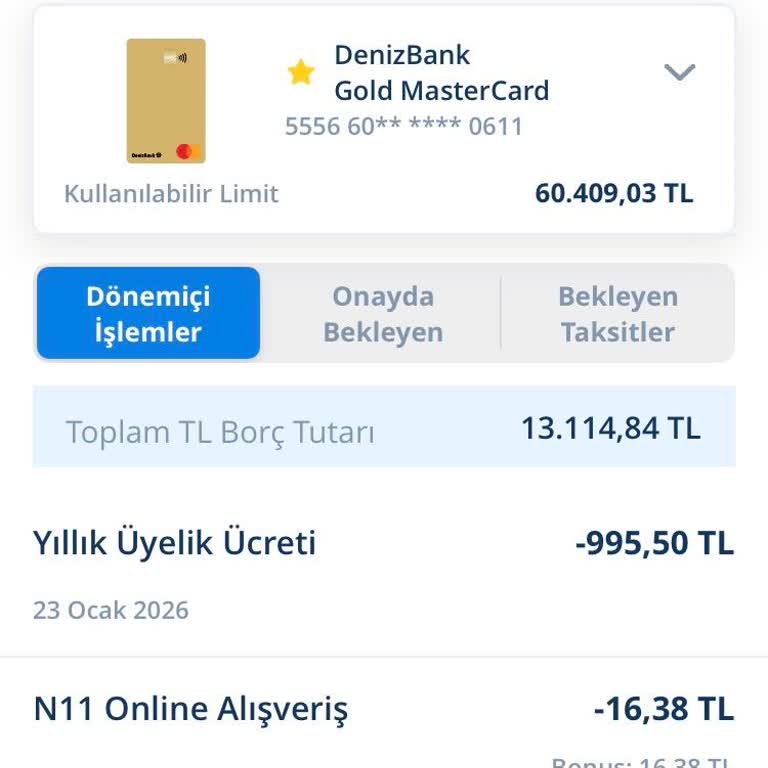Denizbank Kredi Kartı Yıllık Üyelik Ücretinin İade Talebi