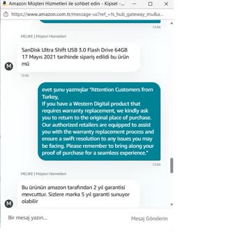 Sandisk USB Belleği 5 Yıllık Garanti İhmali Ve Amazon Destek Döngüsü Türkiye’de