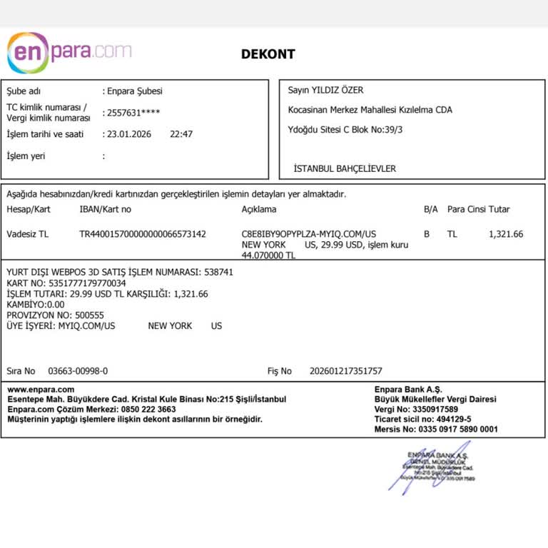 Myiq.com’da İzinsiz Üyelik Ve 1.327,66 TL Çekim: Haksız Ödeme İadesi Talebi