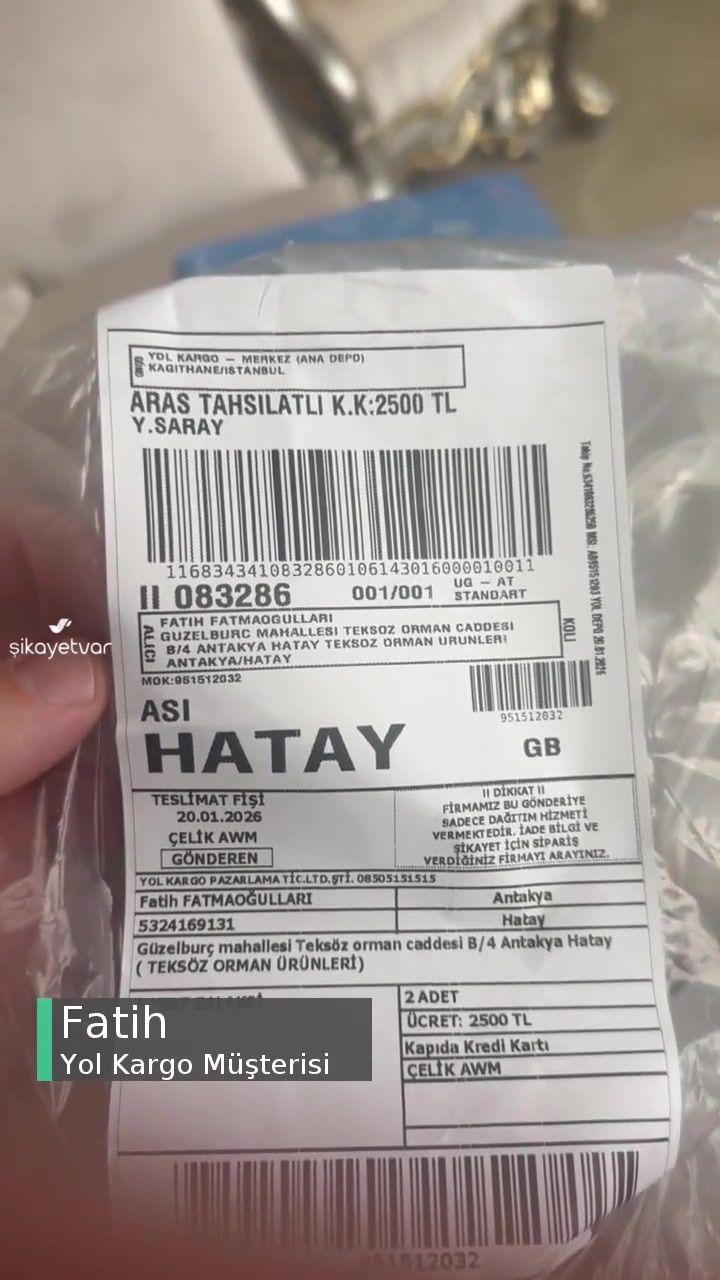Yol Kargo Fiş 2 Adet Gelmesi Gerek Ürün Bir Adet Gelmiştir! videonun kapak resmi