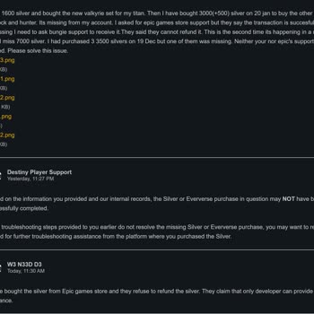 Epic Games'te Destiny 2 Silver Alımları Teslim Edilmedi Ve İade Reddi