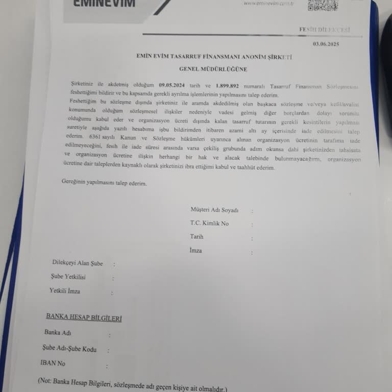 Eminevim Elazığ Şubesinde Sözlü Vaatlerin Sözleşmeye Yansıtılmaması