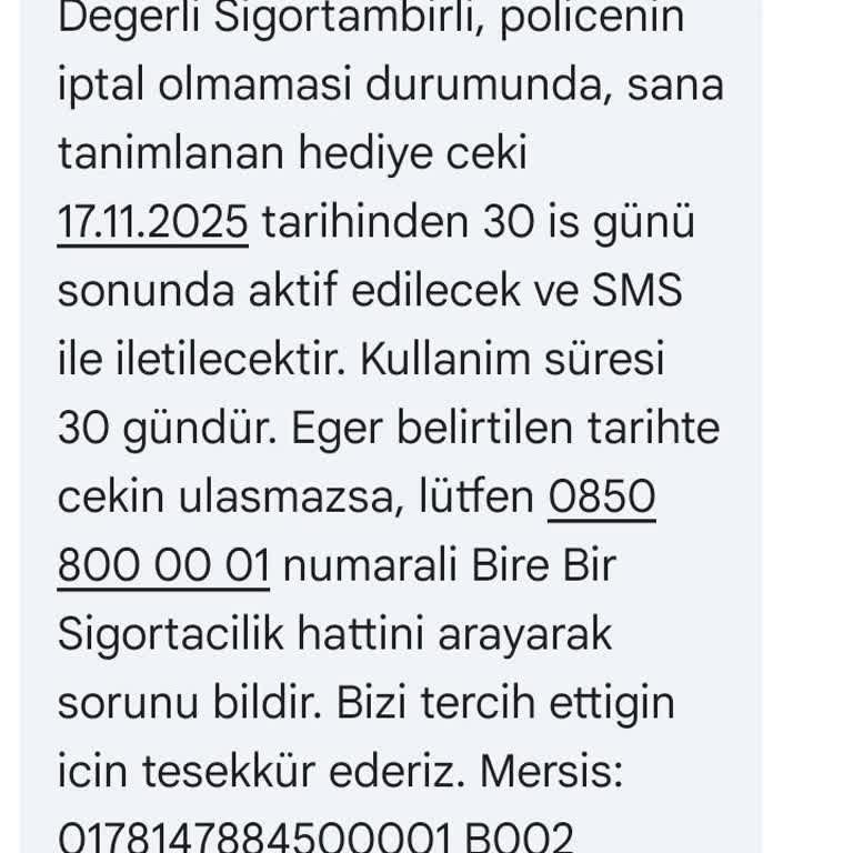 Sigortambir Hediye Kuponumun Süresi Yanlış Belirlenip Kullanılamaz Hale Getirildi