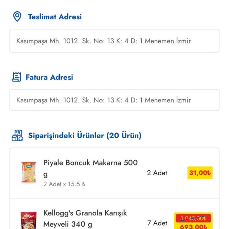 Eksik Granola Ürünü Ve Geri Ödeme Alınmıyor