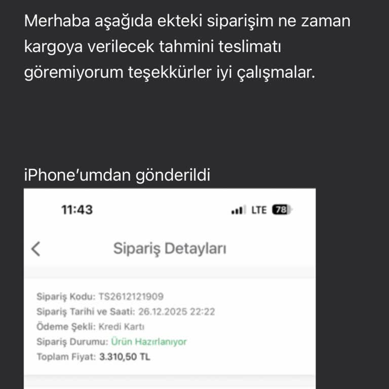 Ödenen Siparişim Gönderilmedi Ve Sistemden Silindi