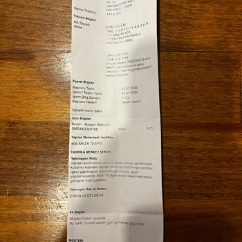 Bosch Bulaşık Makinesindeki Tasarım Hatası İçin 2500 TL Ücret Talebine Karşı Ücretsiz Onarım İsteği