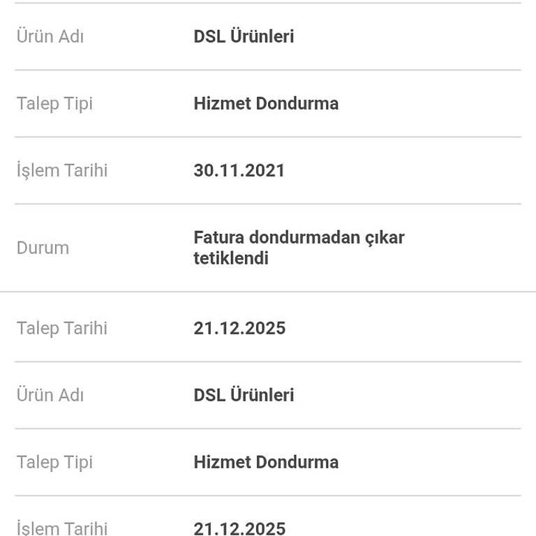 Dondurulan Hizmette Kesilen Haksız Fatura