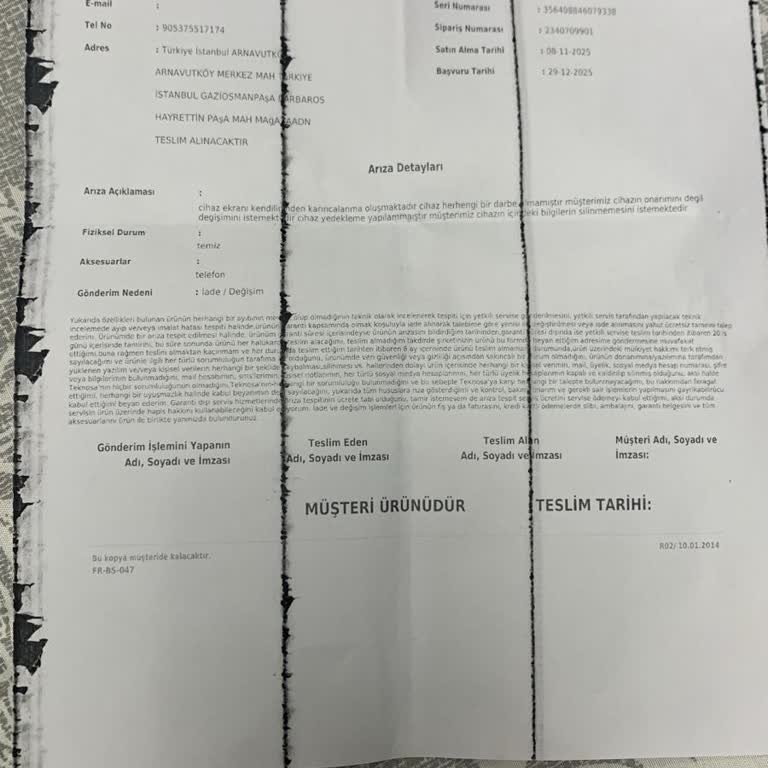 Teknosa'dan İphone 15 Ekran Arızası Değişim Talebi