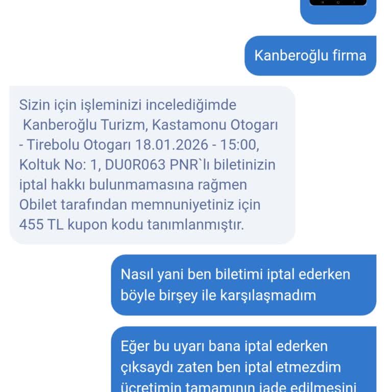 Obilet'te Bilet İptalinde Bilgi Eksikliği Ve Tam İade Talebi