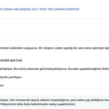 Amazon'dan Yetkili Servis Raporu Olmasına Rağmen İade Onayı Verilmemesi