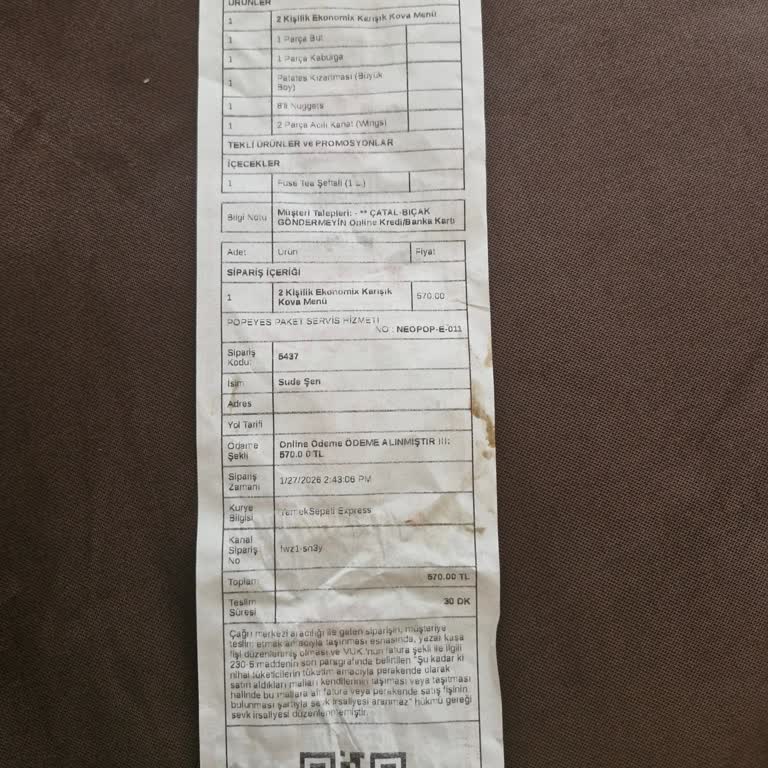 570 TL’ye 2 Kişilik Menüde Eksik Ürün Ve İletişim Sorunu