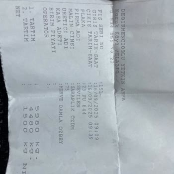 Üzüm Teslimatı İçin Ödeme Alınmaması Ve Fiş Hatası