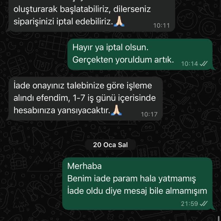 İptal Edilen Siparişin Ücreti Bir Ay Boyunca Geri Dönmedi
