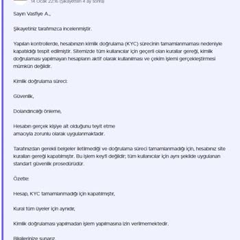 Betjuve Sitesinde Hesabım Açıklama Yapmadan Kapatıldı Ve 34.000 TL Çekme Talebim Reddedildi