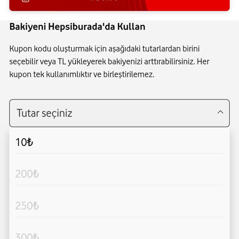 Vodafone 50 TL Hediye Çeki 5 Ayrı Kupon Olarak Veriliyor, Kullanılamıyor