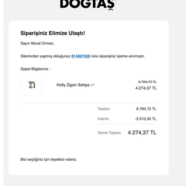 Doğtaş Zigon Sehpa Teslimatı 45 İş Gününe Uzadı