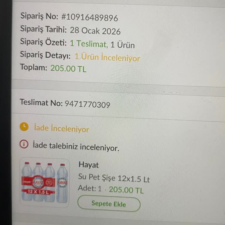 Trendyol GO Su Siparişi Gecikti, Çözüm Teklifi Yetersiz