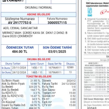 İSKİ Faturasına Eklenen DKN1 DKN2B Kodları Nedeniyle Haksız Yüksek Ücret İtirazı