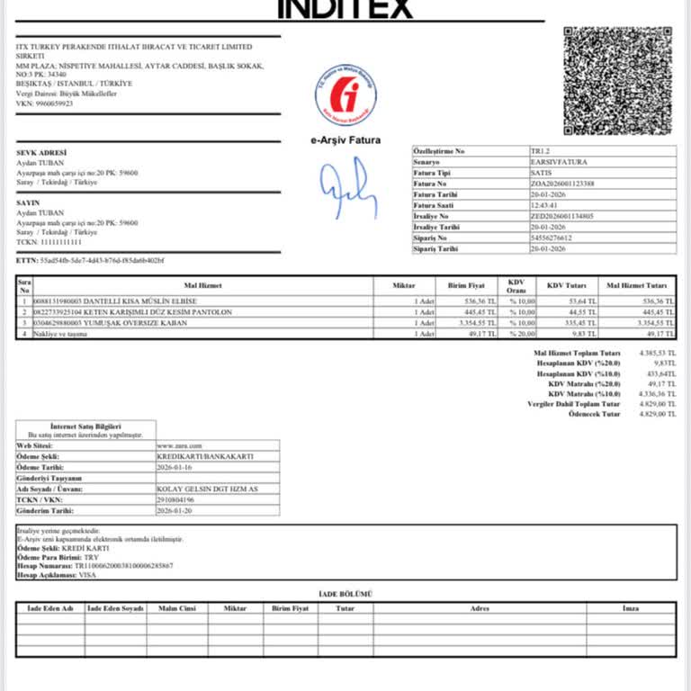 Zara Online Siparişinde 3.690 TL Eksik İade