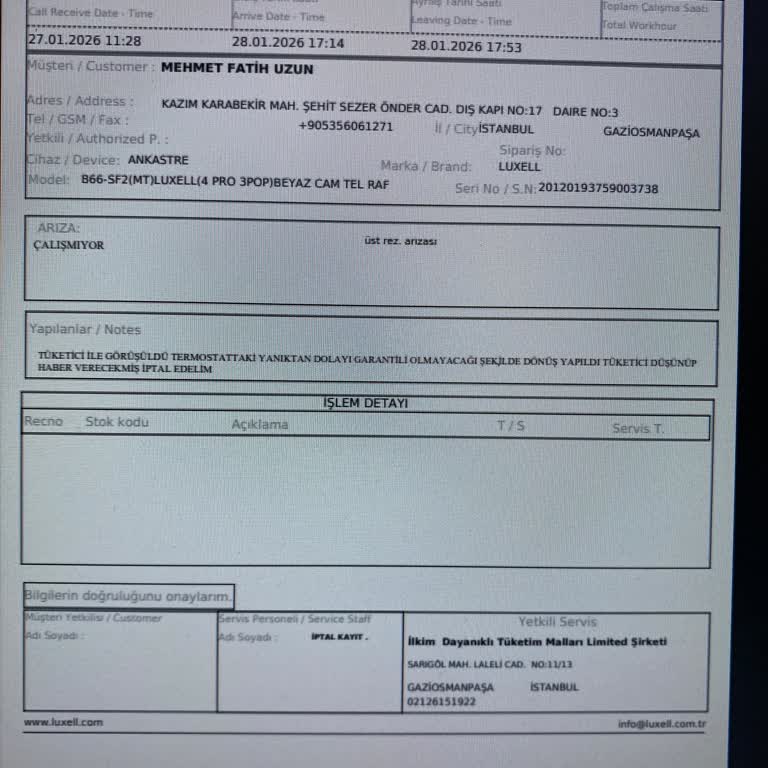 Montaj Hatası Nedeniyle Isınmayan Fırın Ve Haksız Servis Ücreti