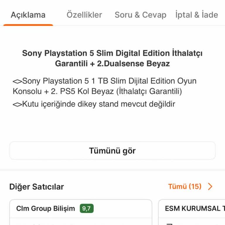 İlan Edilen 1TB Kapasite Yerine 825GB Gelen PS5 Ürünü Ayıplı Ve İade Reddedildi