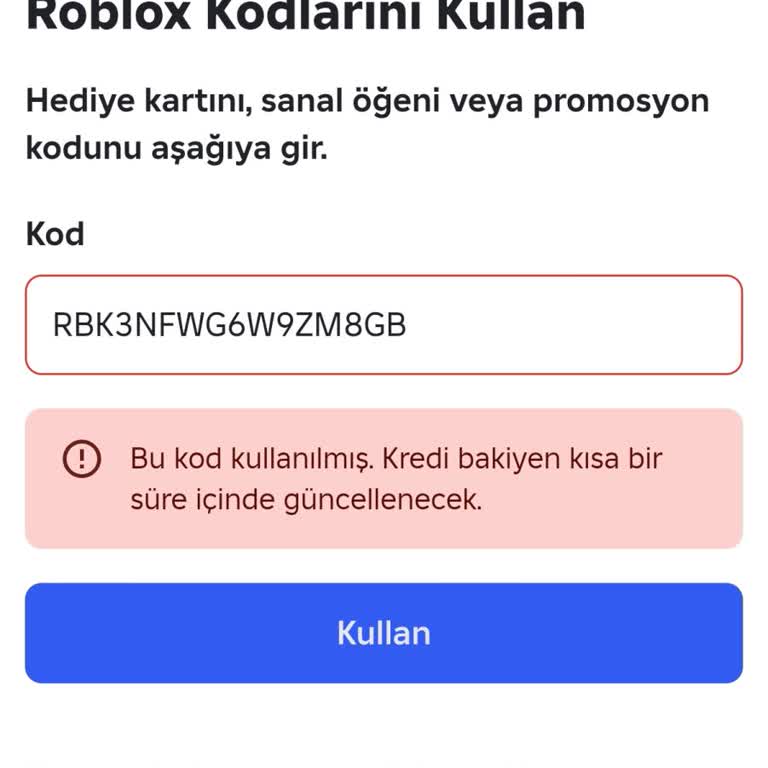 Akcepin'den Alınan Robux Kodu Kullanılamıyor Ve İade Talebi