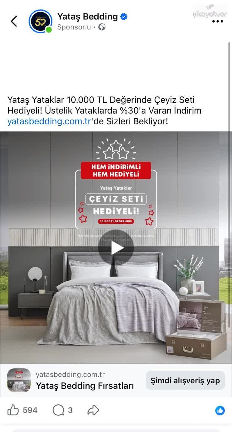 Yataş Reklamda Sözü Edilen Çeyiz Seti Hediyesi Gönderilmedi - Şikayetv