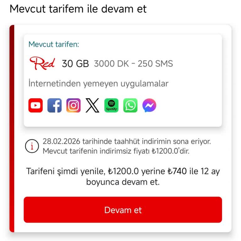 Vodafone Müşterisi Sadakat İndirimi Olmadan Yüksek Yenileme Teklifi Şikayet Ediyor