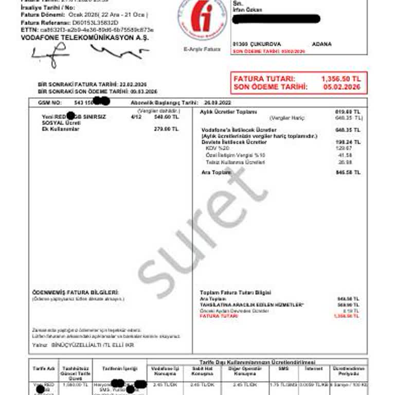 İzinsiz Abonelik Ücretlerinden 1.477,80 TL İade Talebi