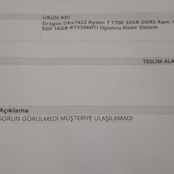 Garanti Servisinde Arıza Notu Olmadan Test Yapılması Ve Ürün Değişimi Talebi