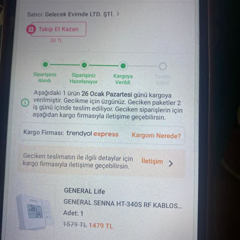Kargo Güncellenmeyen Sipariş Nedeniyle Mağduriyet